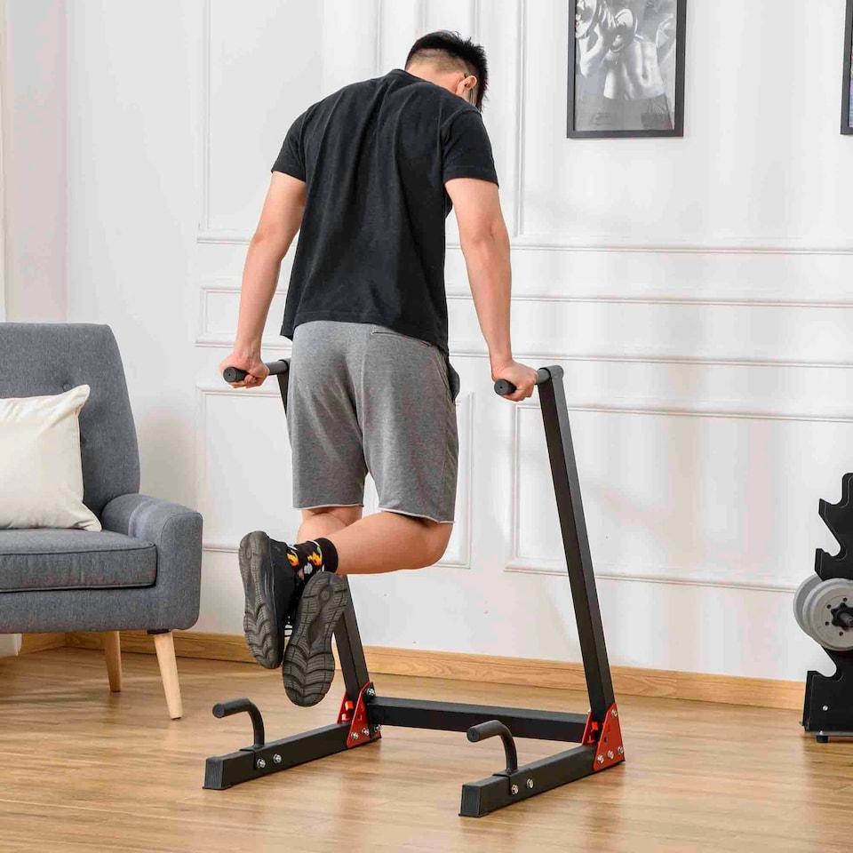 image 1 of HOMCOM Upper Body Dip Stand Station Workout Equipment for Pull Ups, Push Ups