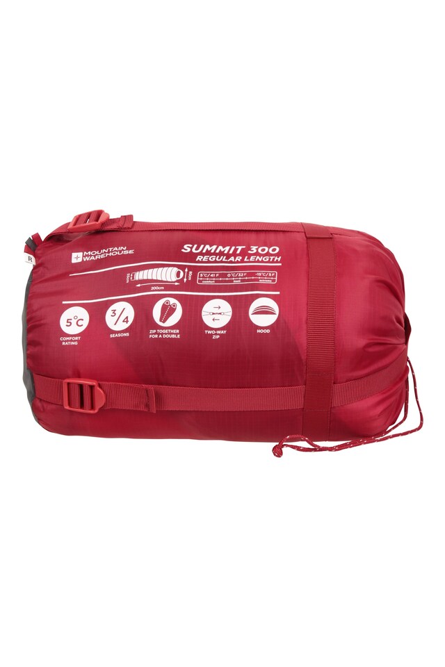 image 1 of Mountain Warehouse Summit 300 Mummy Sleeping Bag Insulated 3 Season Camping Hiking Bed