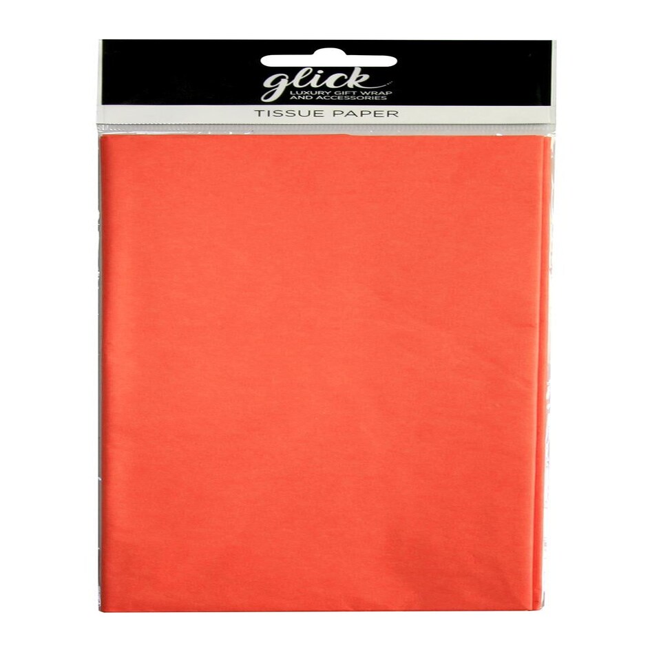 Glick Four Sheets of Orange Tissue Paper, Each Sheet Measures 750mm x 500mm When Opened, Orange Tissue Paper For Gift Wrapping and Other Arts & Crafts