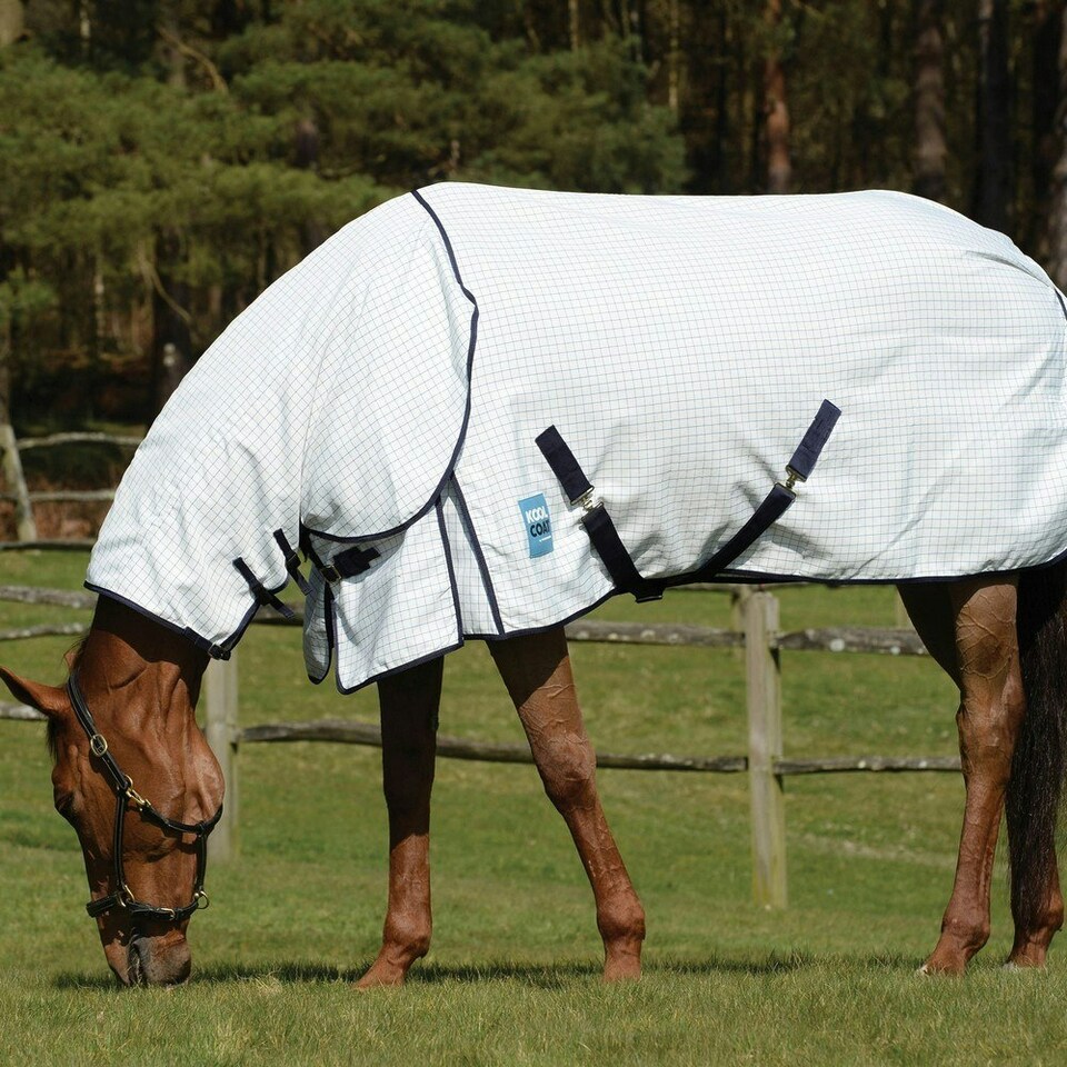 image 1 of Kool Coat Classic III Combo Neck Horse Turnout Rug - White/Navy - 6´
