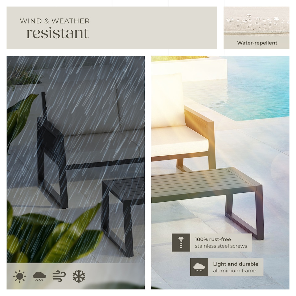 image 1 of Garden Furniture Set Capri in a Corded Design and Aluminium Frame | Grey | anthracite | 76,50 x 126 x 85 cm | 1