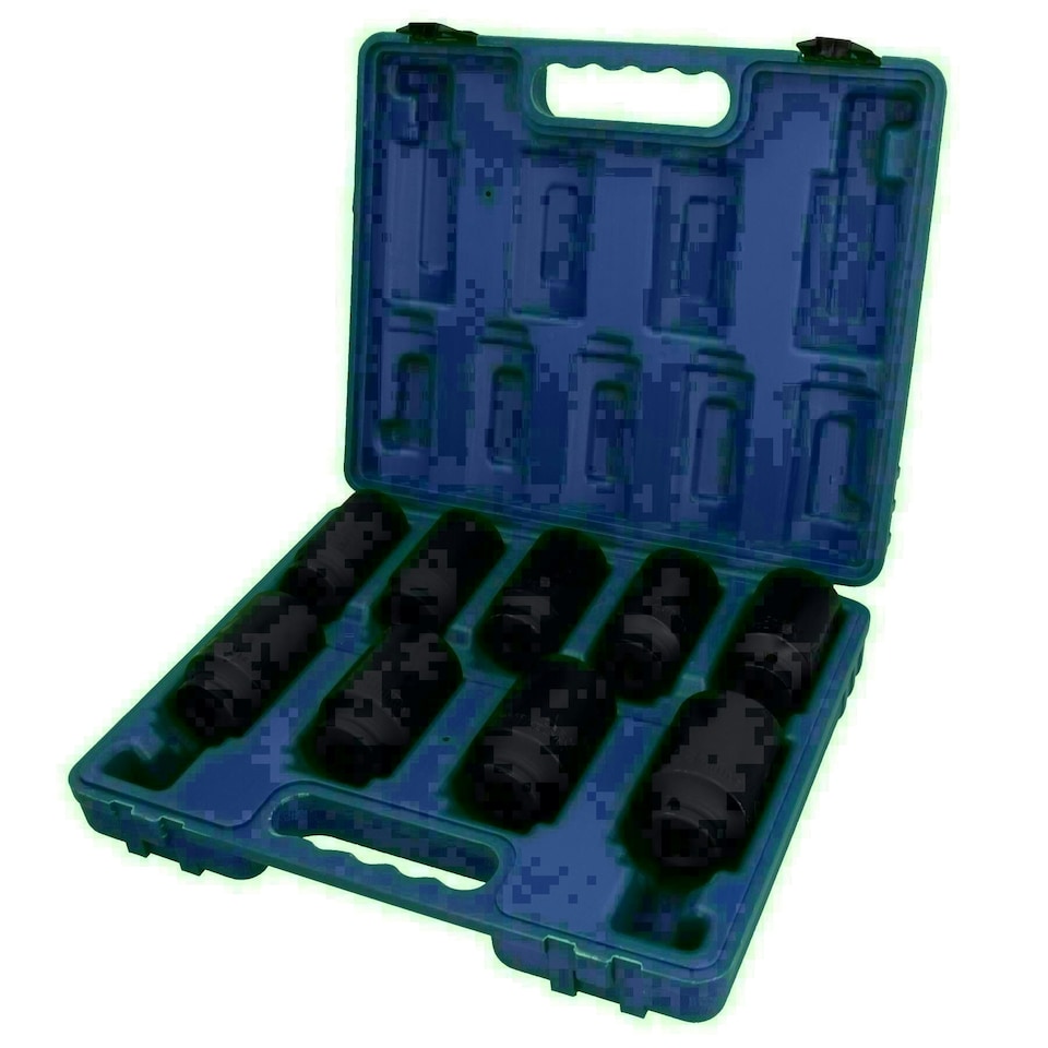 image 1 of 9pc Metric MM Deep Impact Thin Walled Hub Nut Sockets 12 Sided 29 - 38mm