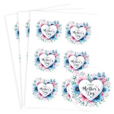 Mother's Day Blue Flowers Round Stickers 88mm - Sheet of 6