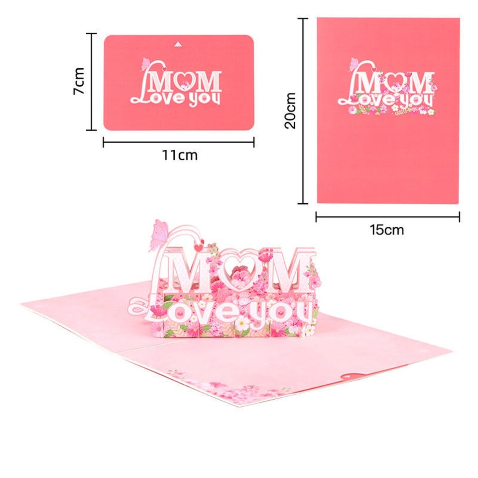 image 1 of MOM Love You 3D Pop Up Greeting Card - Mother's Day Birthday