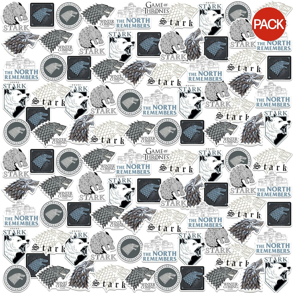 image 1 of Game Of Thrones Deluxe Stark Stickers (Pack of 100) - Multicoloured - One Size (UTTV19565)