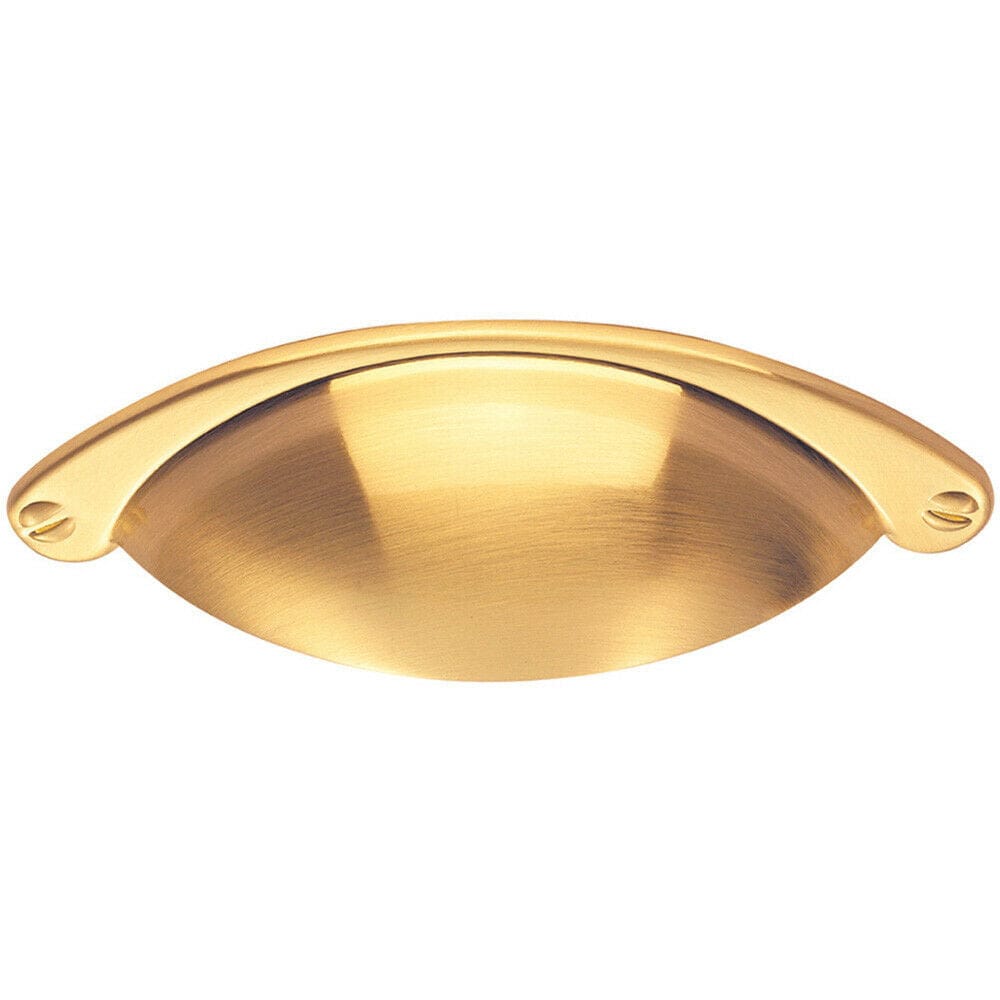 Loops Traditional Cup Pull Handle 104 x 26mm 64mm Fixing Centres Satin Brass in Metallics