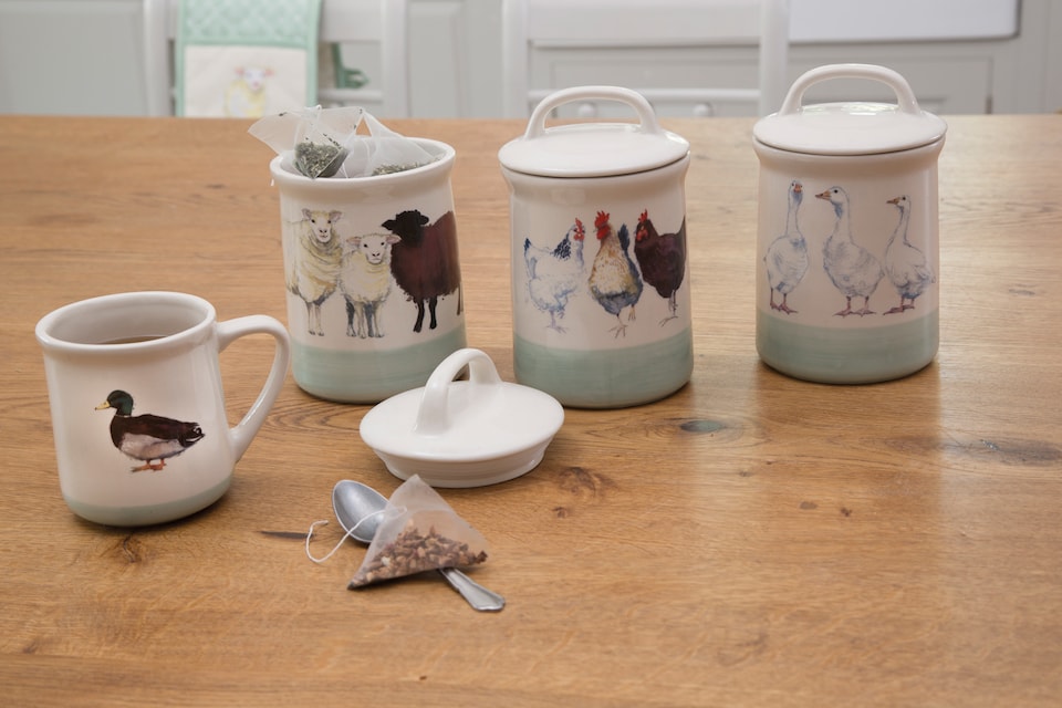 image 1 of Apple Farm Sugar Canister Geese Stoneware 700ml