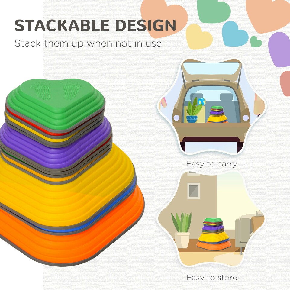 image 1 of AIYAPLAY 11-Piece Kids Stepping Stones, Non-Slip Stackable River Stones