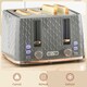 image 3 of HOMCOM Toaster with 4 Slot, 7 Browning Levels, 1600W, Grey Honeycomb Grey | Pink accents | 29.3L x 27.6W x 18.9H cm