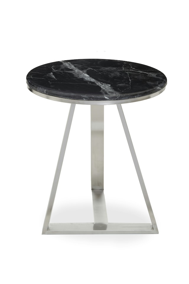 image 1 of Interiors by Premier Luxe Side Table With Black Marble Top, Elegant Bedside Table, Sturdy Small Table, Silver Rectangular Table | Black