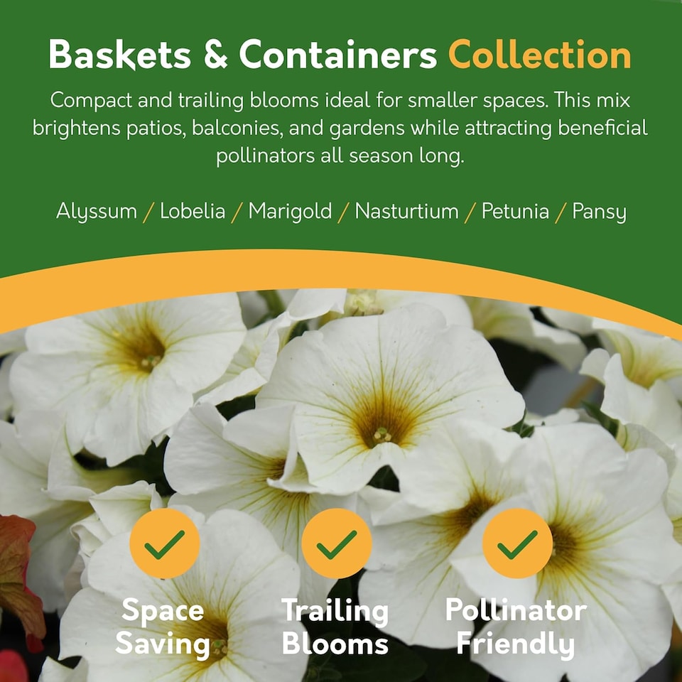 image 1 of Pronto Seed Bumper Baskets & Containers Flower Seed Variety Pack.  18 Varieties, Over 1400 Seeds