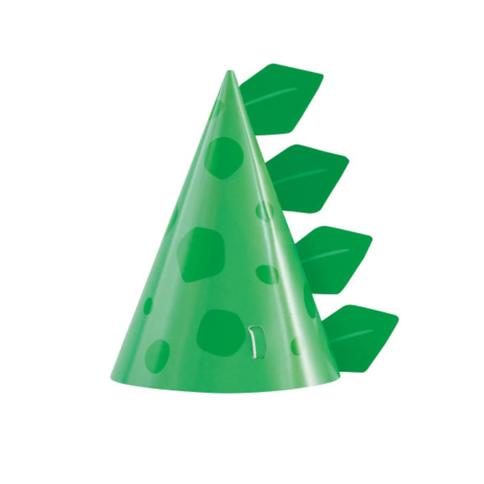 image 1 of Blue & Green Dinosaur Party Cone Hats - Pack of 8
