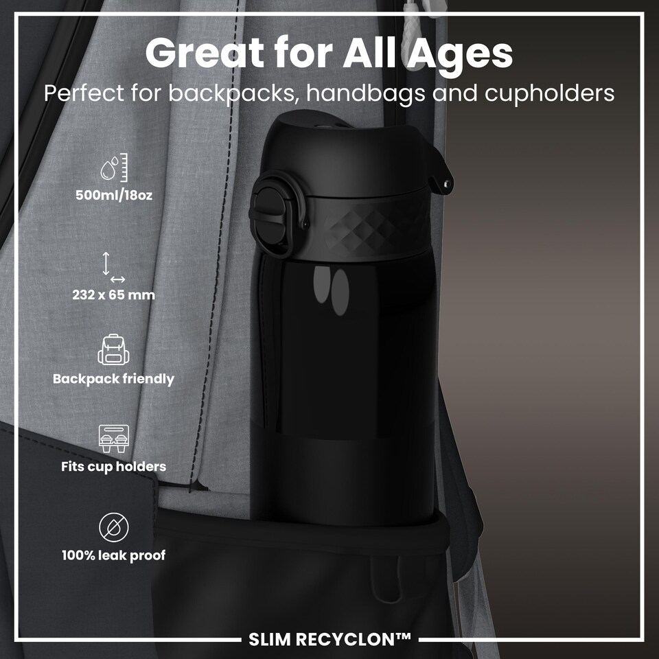 image 1 of Leak Proof Slim Water Bottle, BPA Free, 500ml (18oz)