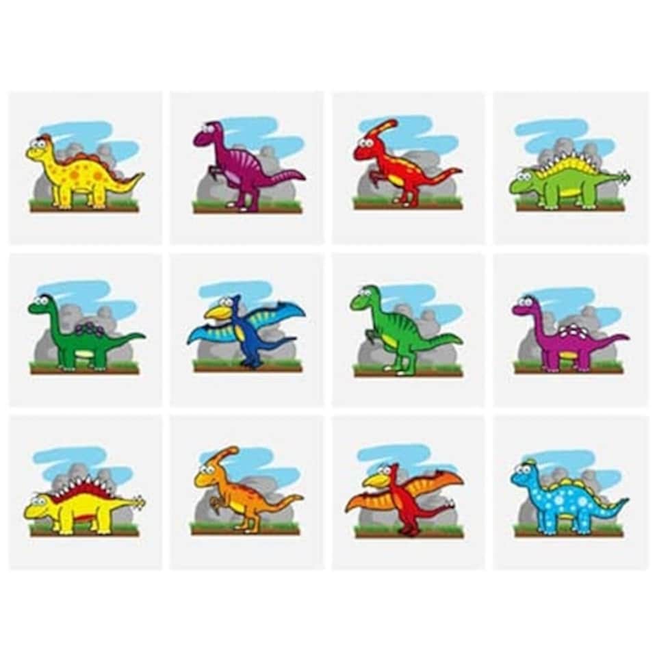 Mini Dinosaur Tattoo Stickers - Pack of 12