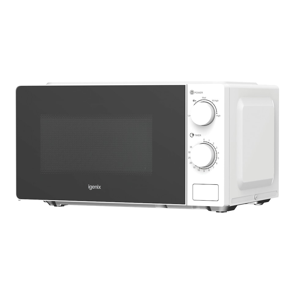 image 1 of Manual Microwave, 700 W, 20 Litre, 35 Minute Timer, White, Igenix IGMS02071W
