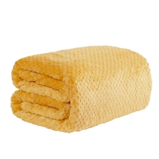 OHS Luxury Honeycomb Waffle Warm Blanket, 125x150cm - Ochre Yellow