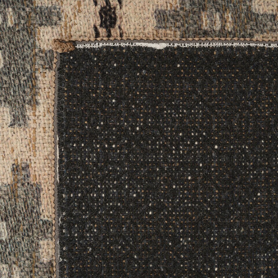 image 1 of KUKOON Beige Green Washable Jute Style Distressed Aztec Living Room Area Rug 160cm x 230cm