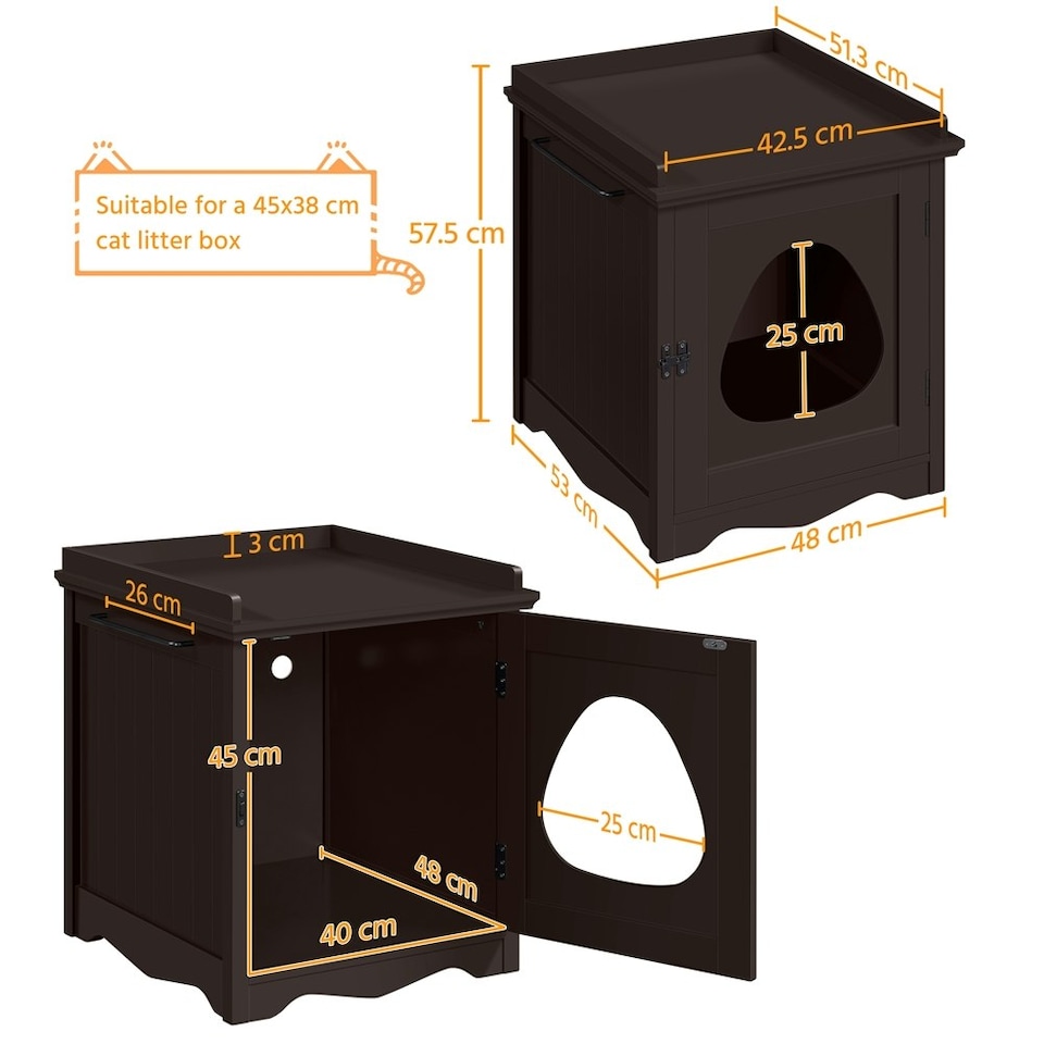 image 1 of Yaheetech Indoor Cat Litter Box Furniture Enclosure N/A | Espresso | One Size