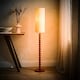 image 2 of ValueLights Wyatt Natural Linen Tall Lamp Shade Walnut Wood Bobbin Floor Lamp | Cream