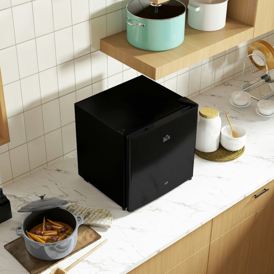 image 1 of HOMCOM 46L Counter Top Fridge Mini Fridge with Lock Chiller Box Black