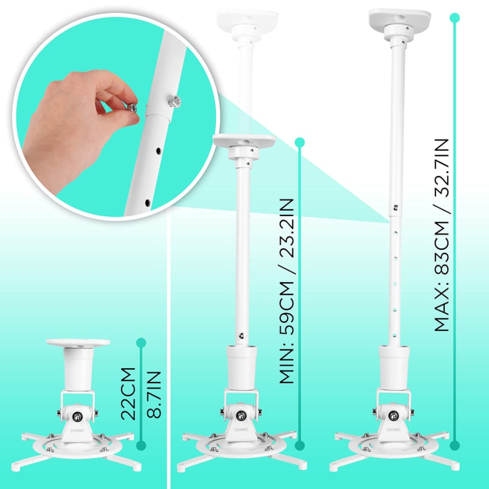 image 1 of Duronic PB08XL Extendable Projector Mount Wall Ceiling 10kg Capacity