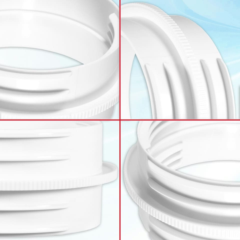 image 1 of SPARES2GO Vent Outlet Hose Connector Coupler Threaded Air Con Cooker Hood Hydroponics Duct Pipe Extension Ring (5" / 5.9") White