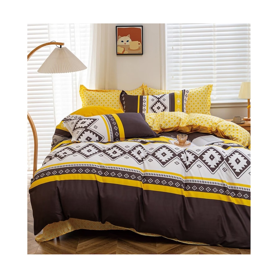 Ezysleep Yellow Ocre Printed Duvet Set Premium Luxuriously Soft Breathable | Multi