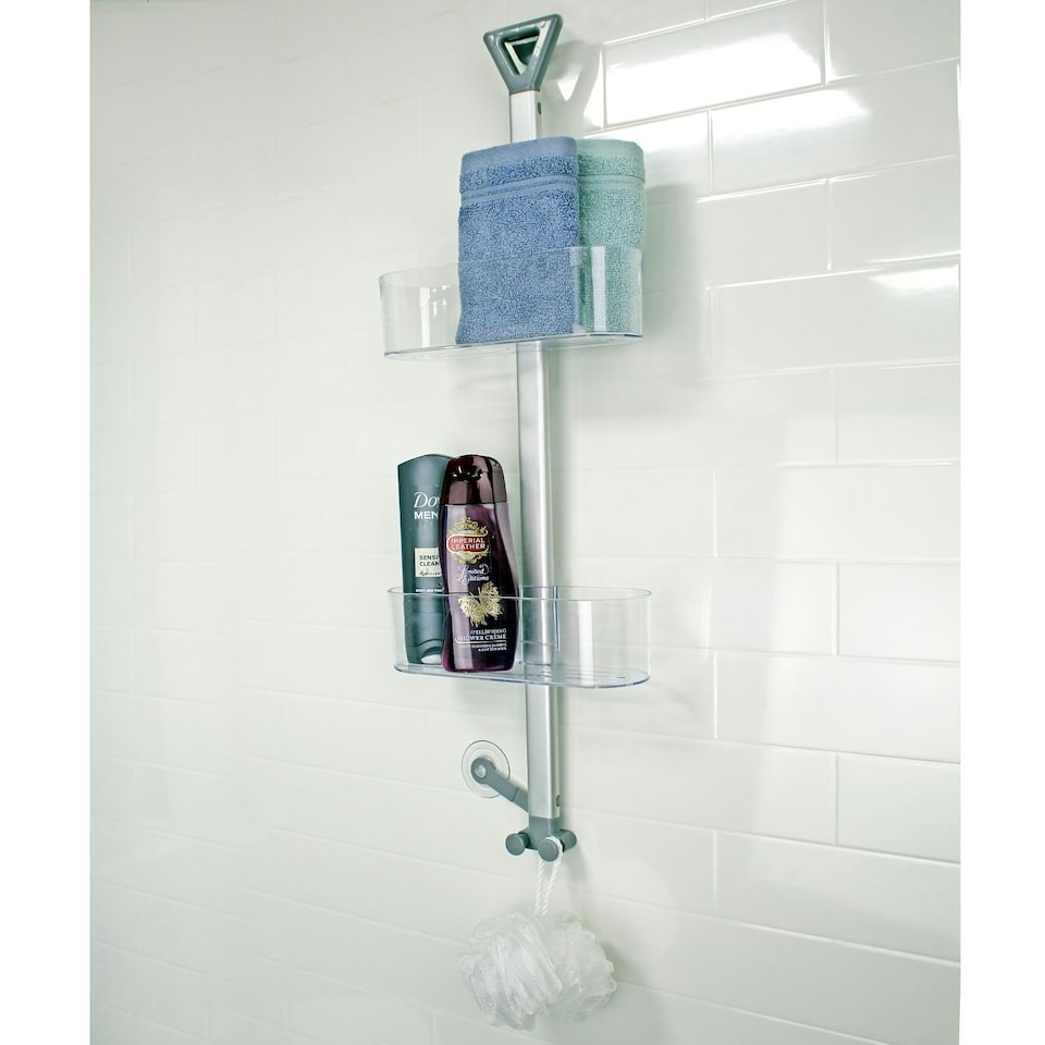 image 1 of Showerdrape Elements Clear 2 Tier Basket Hanging Shower Caddy