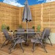 image 2 of Samuel Alexander Outdoor 6 Seater Glass Top Table and Chairs Patio Set with Parasol in Grey