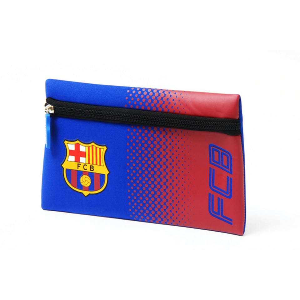 FC Barcelona Official Football Crest Design Fade Flat Pencil Case - Red/Blue - One Size