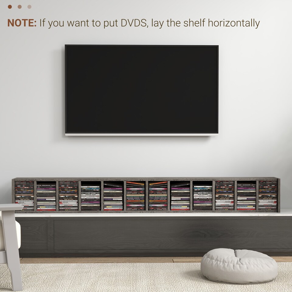 image 1 of HOMCOM 204 CD Media Display Shelf Unit Set of 2 Blu-Ray Tower Rack w  Adjustable Shelves Bookcase Storage Organiser, Mocha Wood Effect