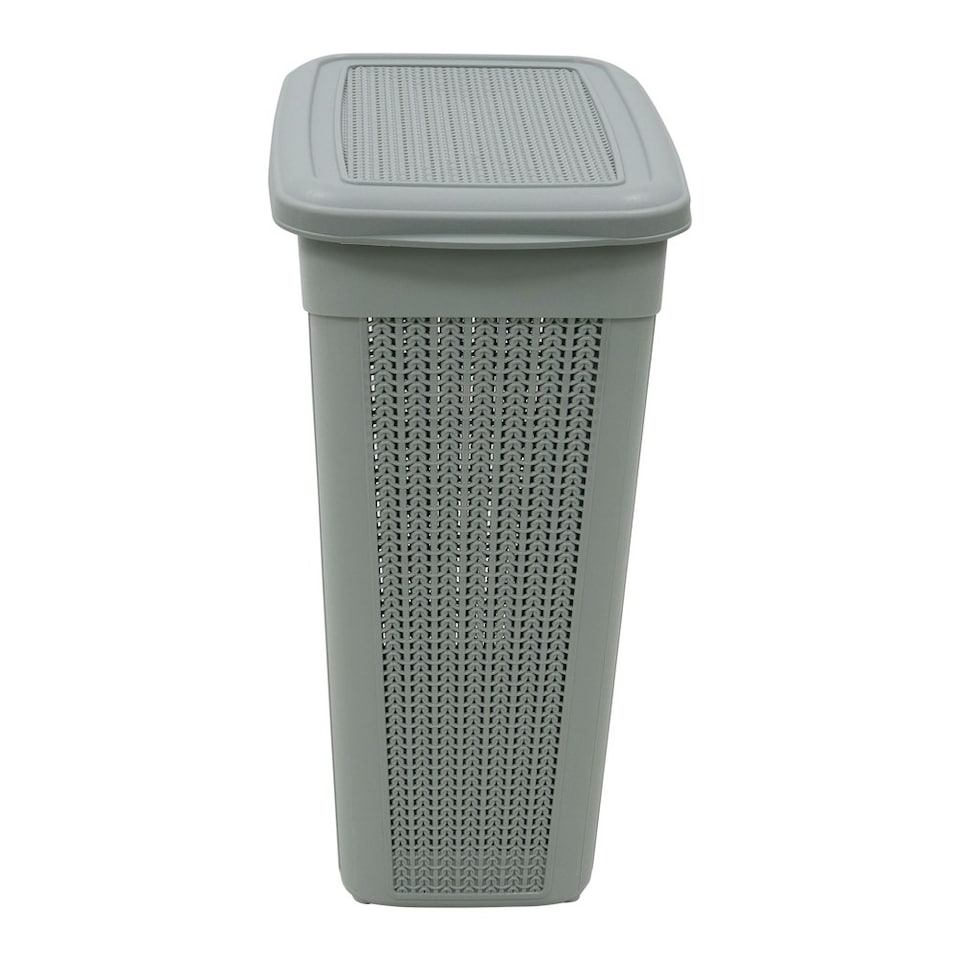 image 1 of JVL 43L Knit Design Slim Loop Plastic Laundry Basket - Grey Grey