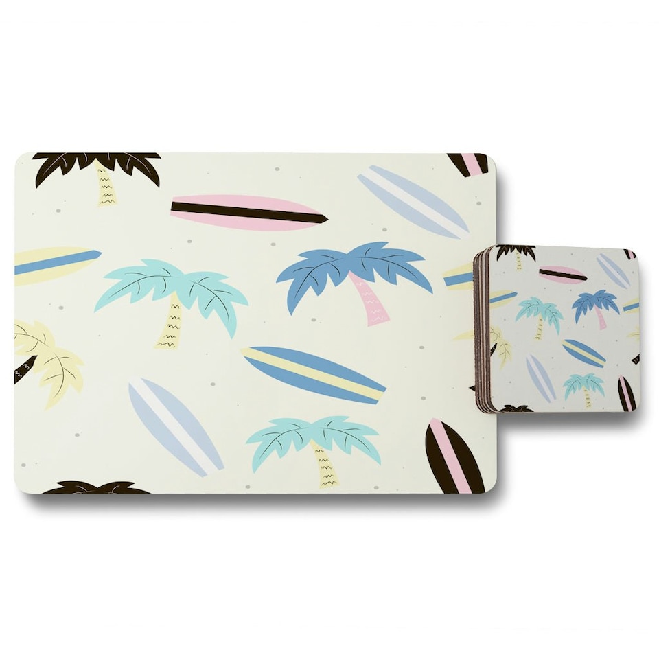 image 1 of Surf Boards & Palm Trees (Placemat & Coaster Set)