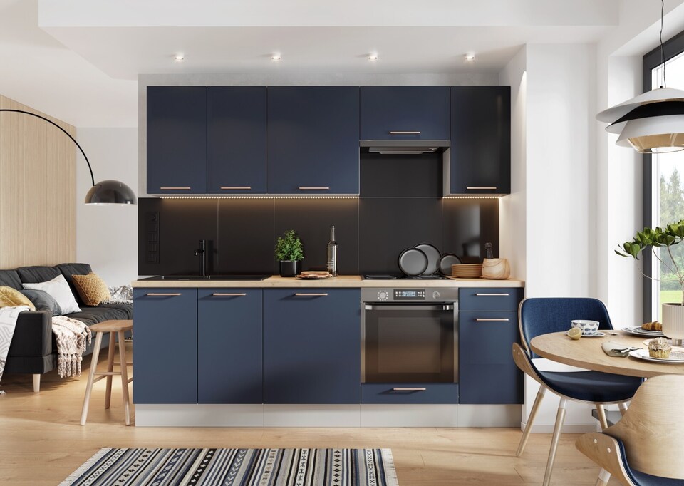 image 1 of Nora Kitchen Oven Housing Unit Single Cabinet Slab - Navy Blue W463xH870mm
