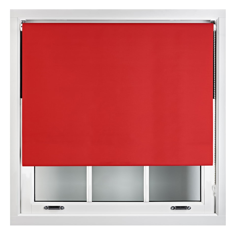 image 1 of FURNISHED Blackout Roller Blind with Metal Fittings Easy Fit Trimmable Insulated Shade (W)170cm x (L)165cm | Red | Red | (W) 170cm x (L) 165cm