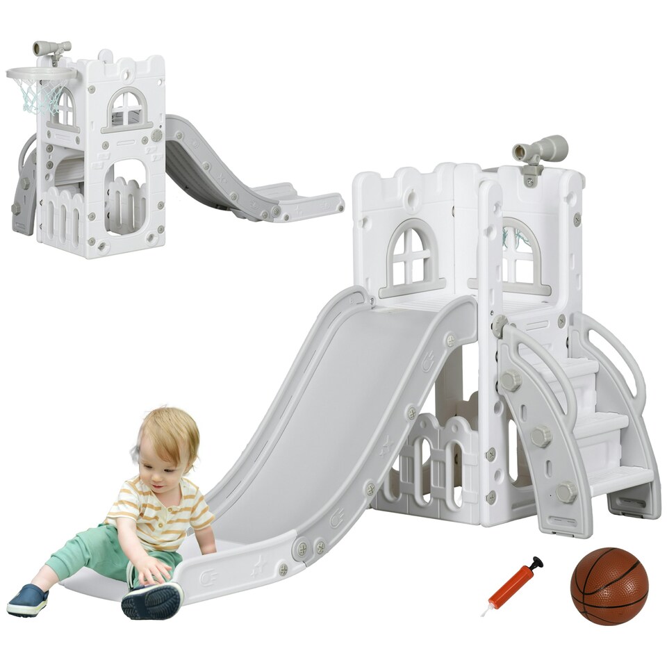 image 1 of AIYAPLAY 4 in 1 Kids Slide for Indoor Use, for Toddlers 1-3 Years, Grey