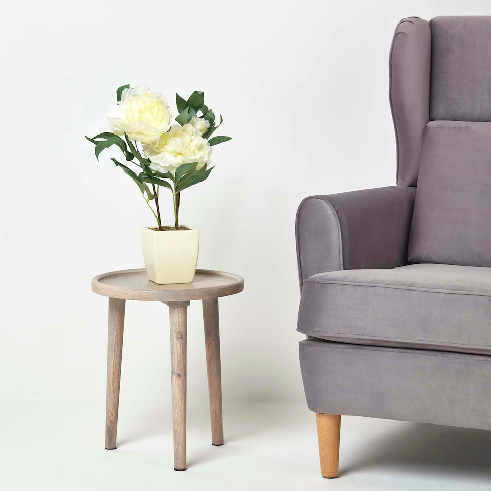 image 1 of Homescapes Cream Artificial Peonies in Decorative Cream Pot, 48 cm Tall