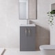image 2 of Balterley Level Compact Bathroom Cloakroom Vanity Basin Unit with Ceramic Basin, Handles | Grey | Satin Grey | 840 x 510 x 360mm