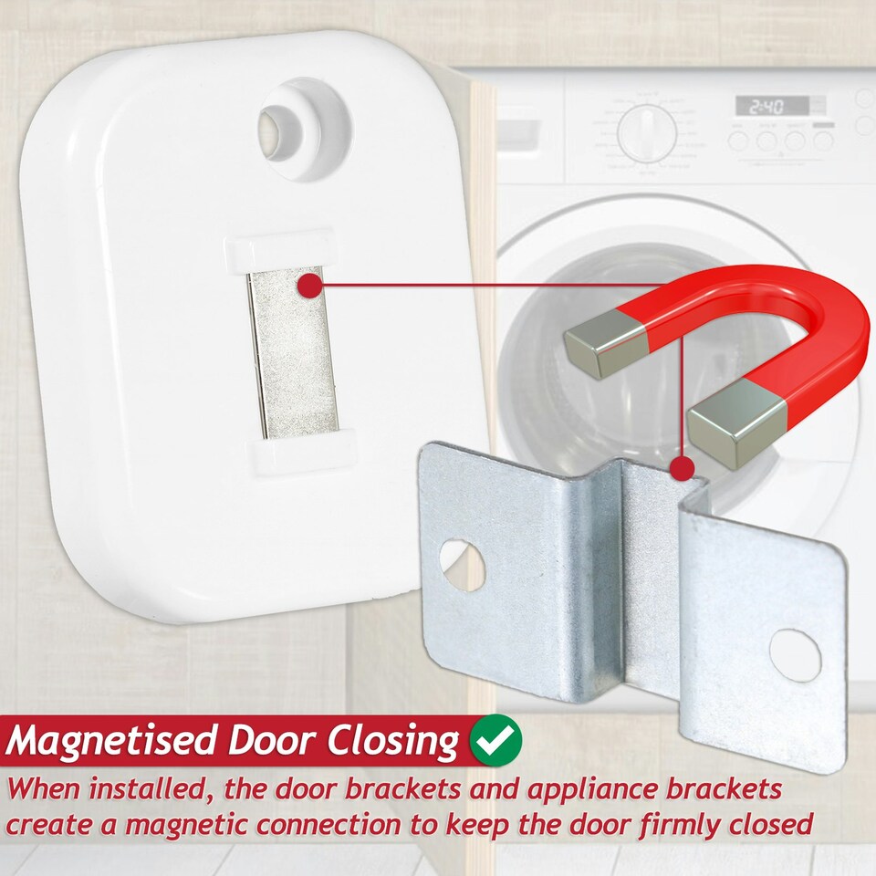 image 1 of SPARES2GO Integrated Door Hinge Magnetic Fixing Kit for Kenwood KIW814W23 KIW914W23 Washing Machine (20 Pieces) Chrome