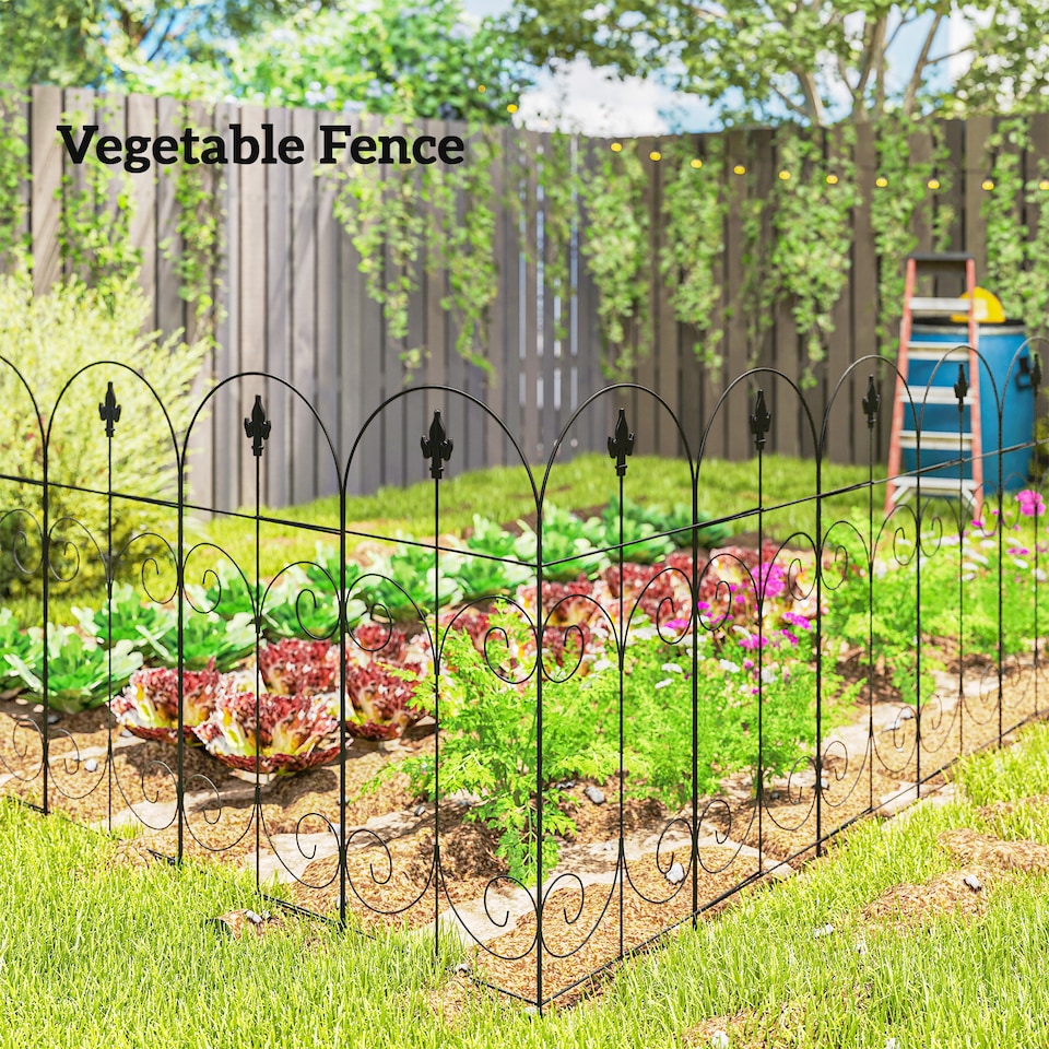 image 1 of Outsunny Decorative Garden Fencing 8PCs 44in x 12.5ft Metal Border Edging