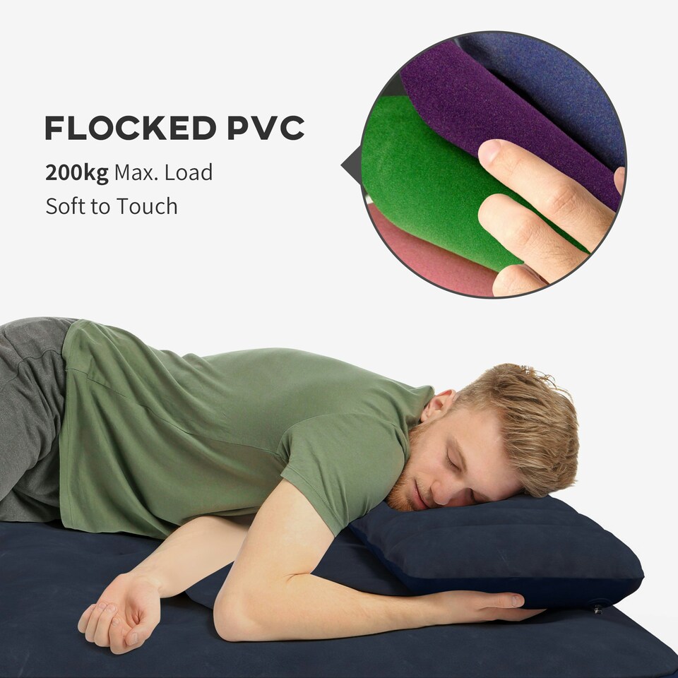 image 1 of Outsunny King Inflatable Mattress with Hand Pump, Pillows, 203 x 152 x 22cm