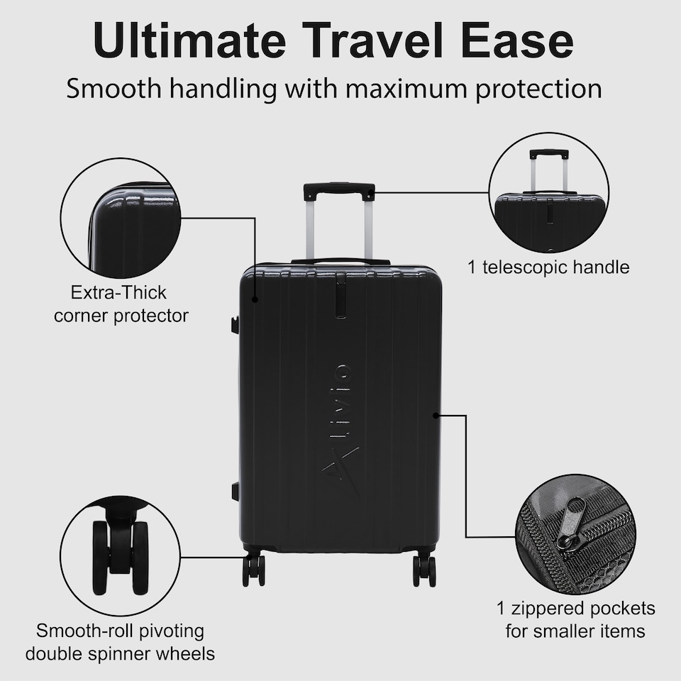 image 1 of Alivio 3-Piece Lightweight Expandable Hard Shell ABS Suitcase with Spinner Wheels