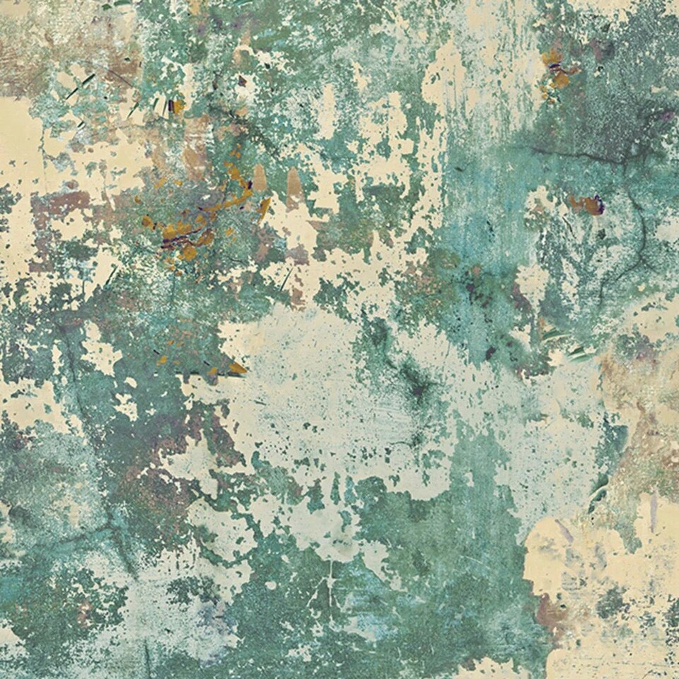 image 1 of Patina Concrete Effect Wallpaper in Teal and Ochre Multi
