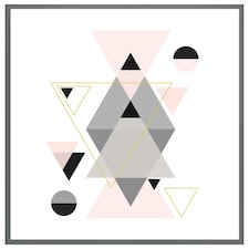 Pink & grey geometric triangles (Picture Frame) Grey | M