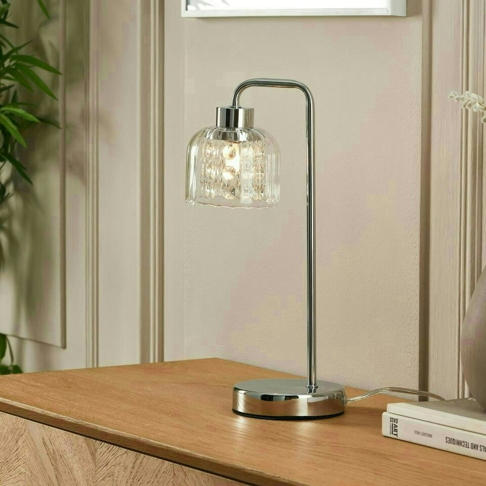 image 1 of Yarrow Polished Chrome & Glass Table Lamp