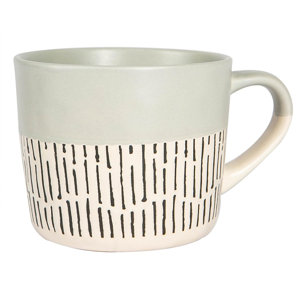 image 1 of Nicola Spring Ceramic Dipped Dash Coffee Mugs - 475ml - Grey - Pack of 6 | Grey | Grey