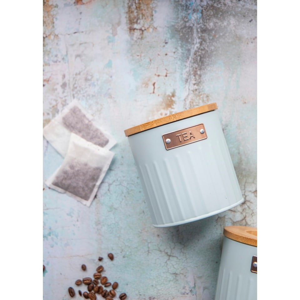 image 1 of KitchenCraft Airtight Tea Coffee Sugar Canister Set Blue