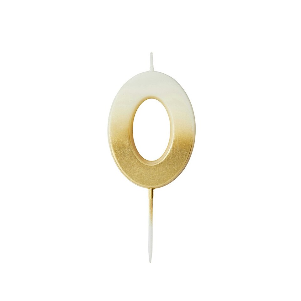 image 1 of Gold Ombre Number '0' Celebration Candle