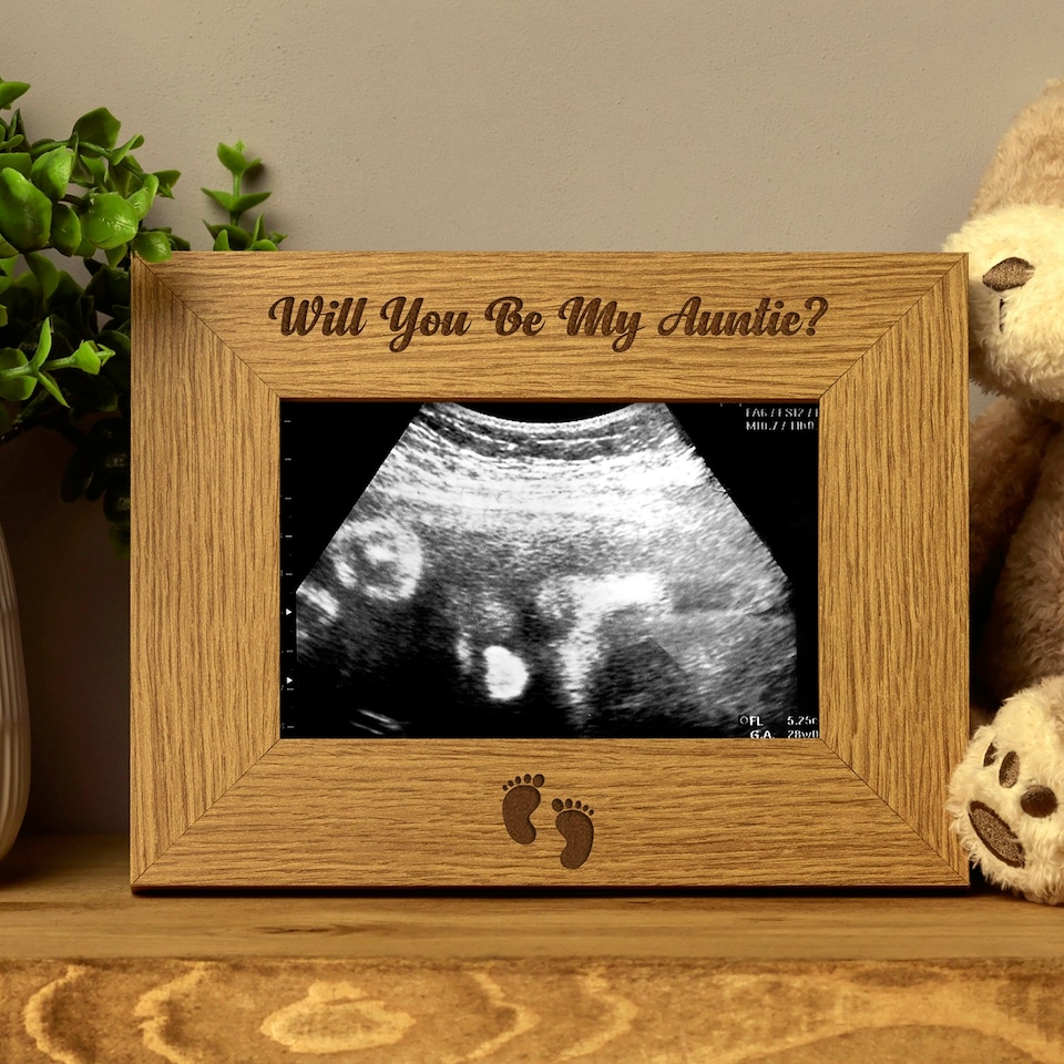 image 1 of Will You Be My Auntie Baby Scan Photo Frame Brown | Brown 4x6 | One Size