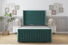 Sloomy Marlborough Emerald Plush Bed Frame With Mattress With 50"  Upholstered Wingback Headboard 3' Single